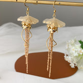 Gold Jellyfish Dangle Earrings - Handmade Jellyfish Earrings Dangle - Unique Earrings - Beach vibes Earrings